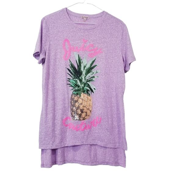 Juicy Couture Sequins Pineapple High Low T-shirts - Picture 1 of 10